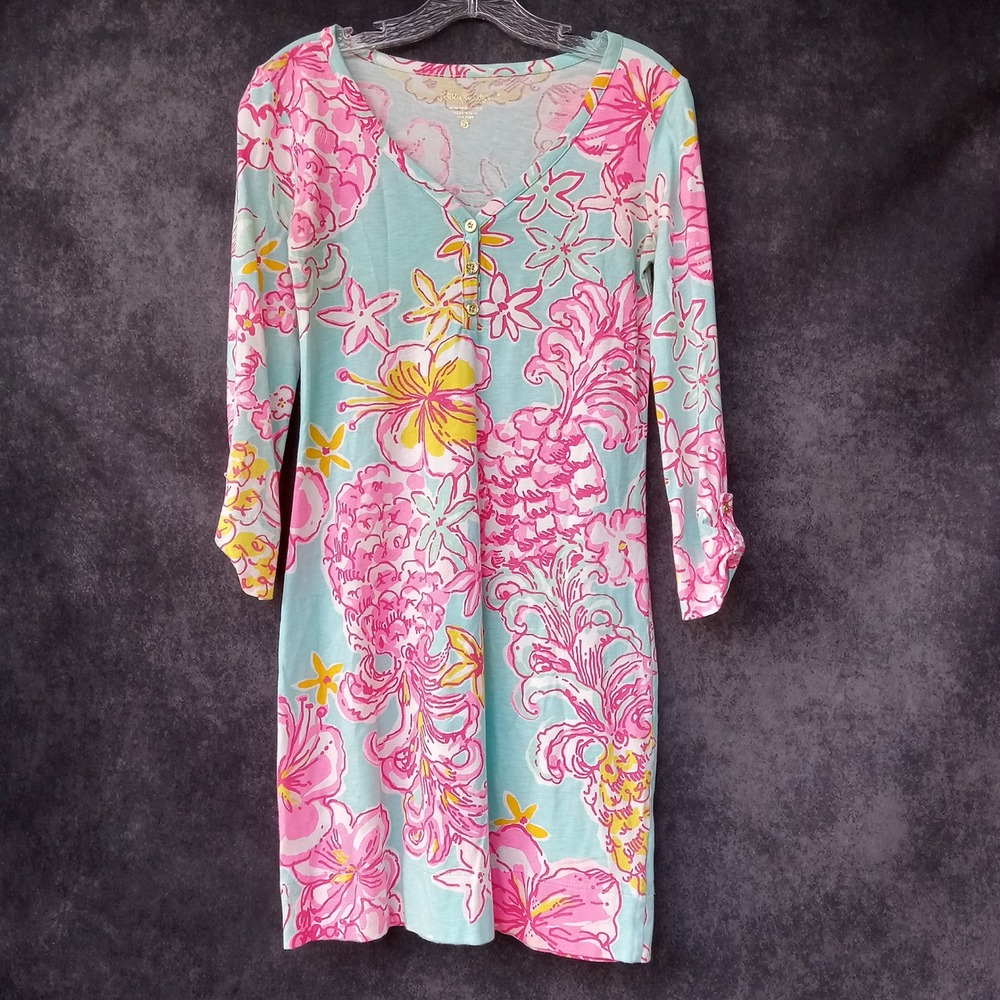 Lilly Pulitzer Classic Floral Pima Cotton Dress Vacation Beach Resort Cruise‎